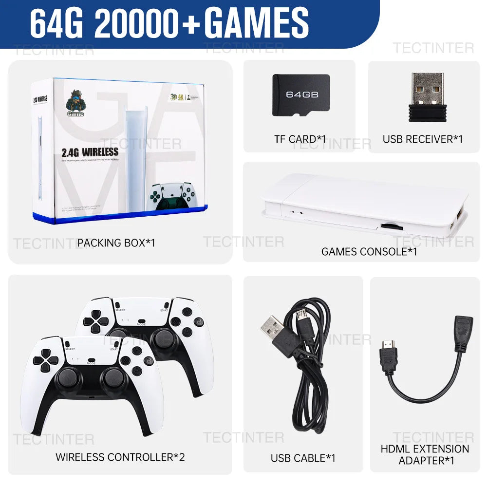 M15 Game Stick – 4K Mini Retro Console with 20,000 Built-in Games & 2 Wireless Controllers