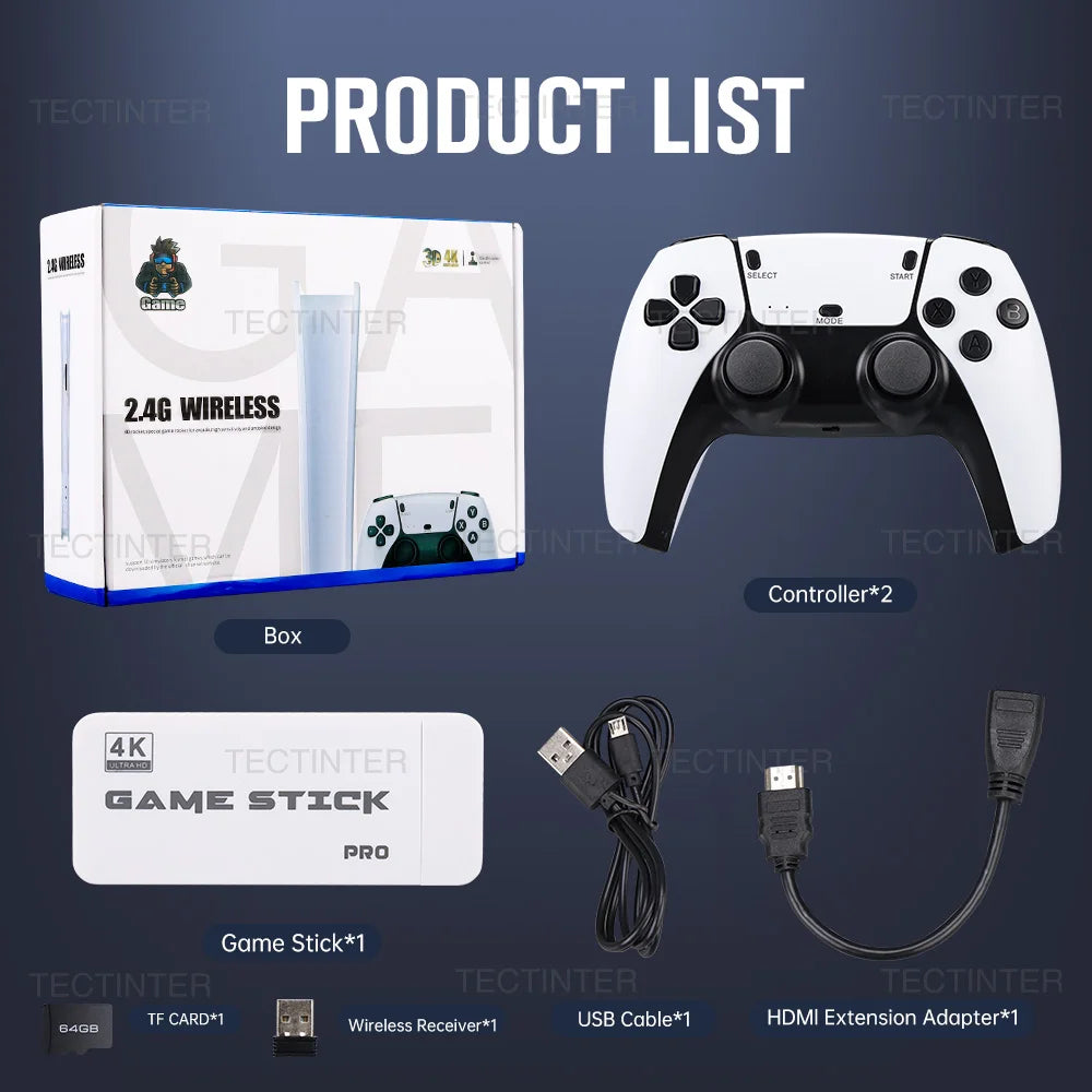 M15 Game Stick – 4K Mini Retro Console with 20,000 Built-in Games & 2 Wireless Controllers