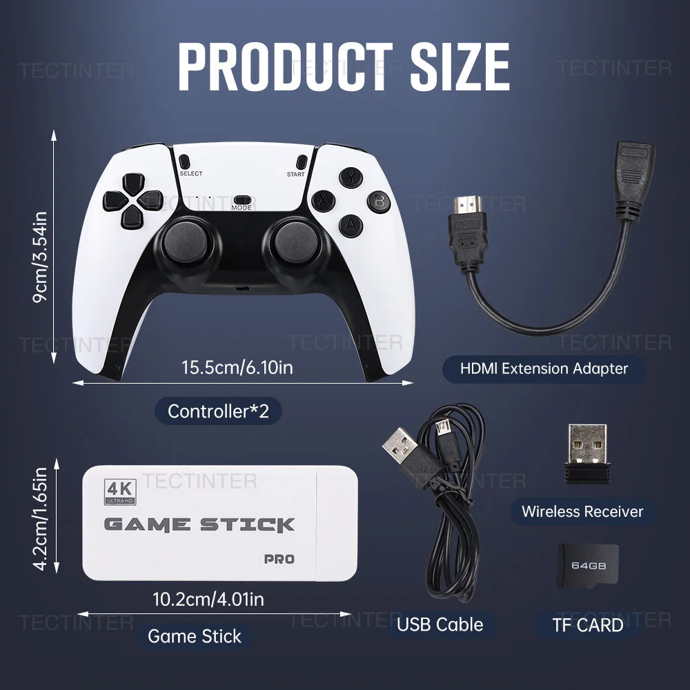 M15 Game Stick – 4K Mini Retro Console with 20,000 Built-in Games & 2 Wireless Controllers