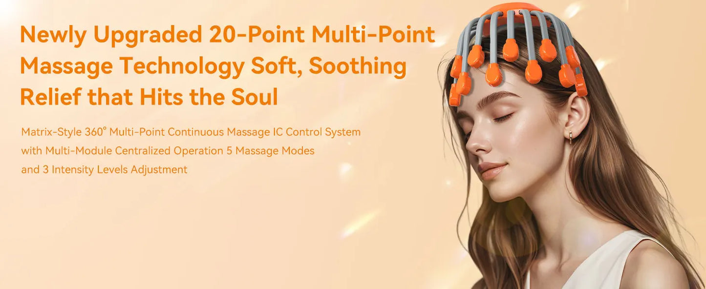 10/20 Head Scalp Massager with Red Light – Octopus-Style Vibrating Head Scratcher for Stress Relief &Migraine