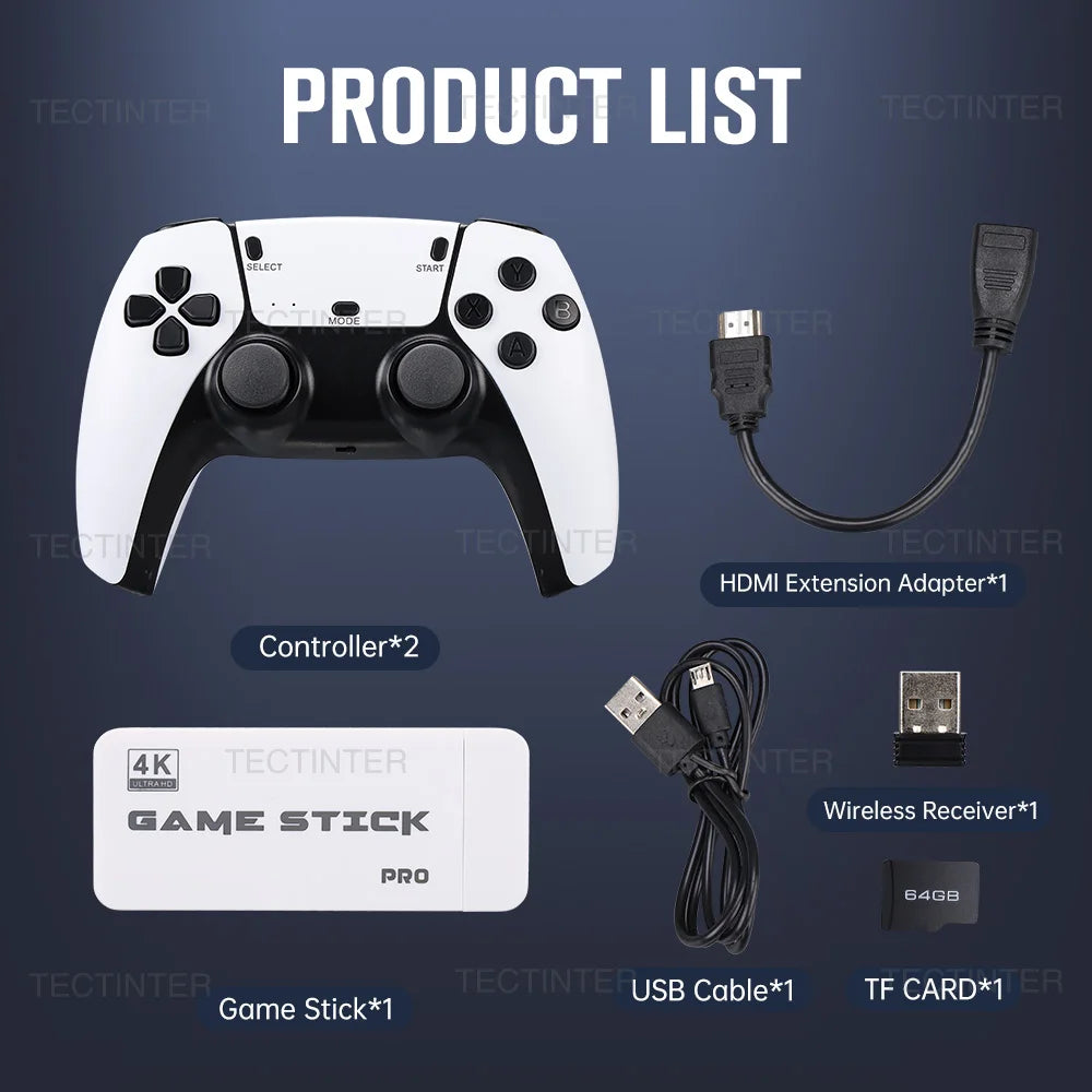 M15 Game Stick – 4K Mini Retro Console with 20,000 Built-in Games & 2 Wireless Controllers