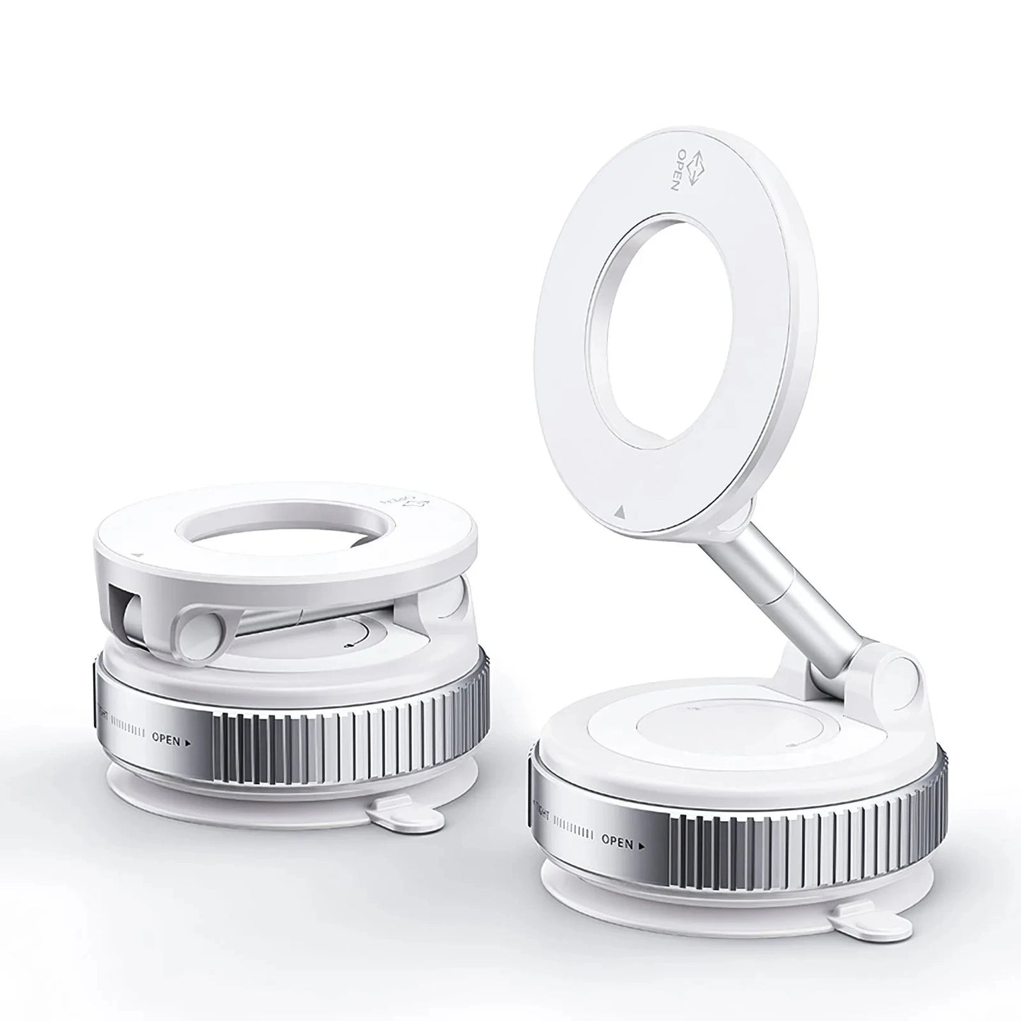 Magnetic Car Phone Holder – 360° Rotating Stand with Mechanical Vacuum Suction Cup