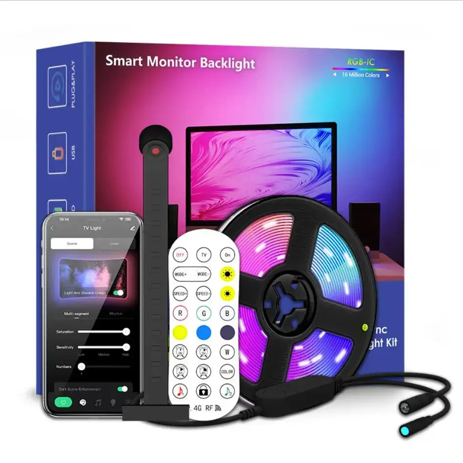 RGBIC LED TV Backlight Strip with Camera – App Control, Music Sync Smart Lights for 55-75” TVs