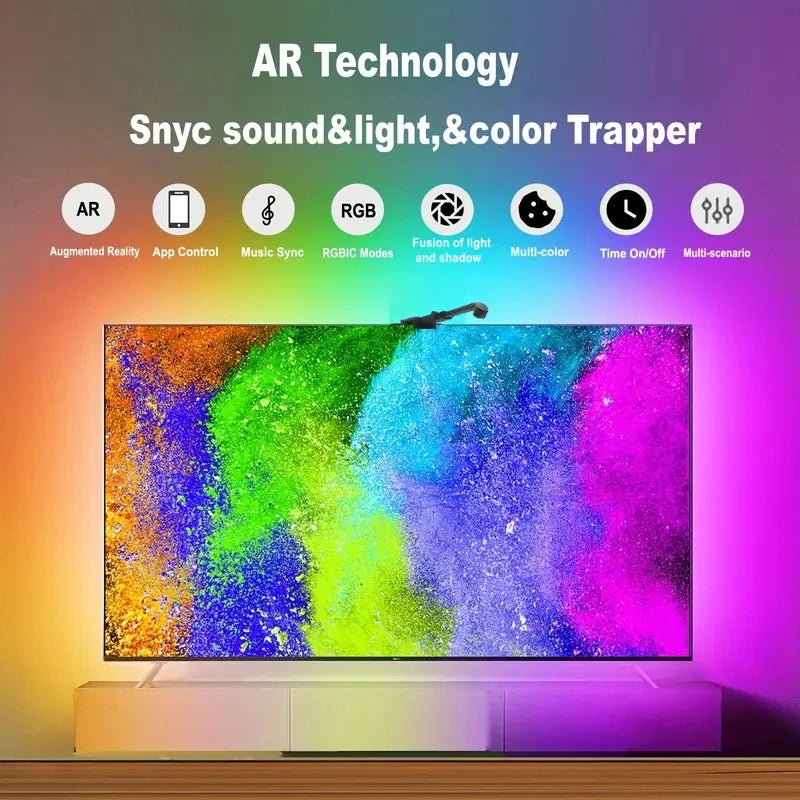 RGBIC LED TV Backlight Strip with Camera – App Control, Music Sync Smart Lights for 55-75” TVs